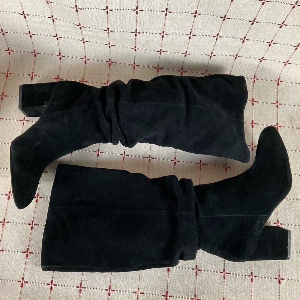 Splendid “Phyllis” Black Suede Slouchy Boots Mid Calf Slouch Heeled Boot Sz 6 - Picture 6 of 7